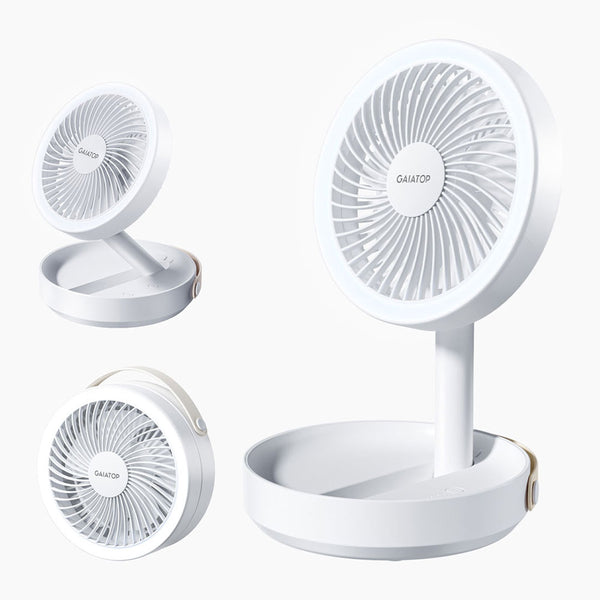 Gaiatop Foldable Desk Fan with 3-Speed Settings – Compact  Portable and Rechargeable with LED Light FF-01
