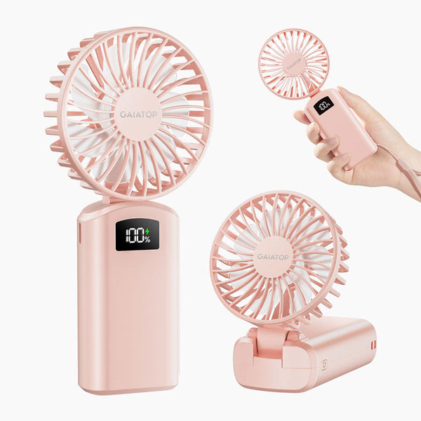Gaiatop Portable Handheld Fan With Digital Display Foldable 3 Speed USB Ideal For Desk And Travel HF-06